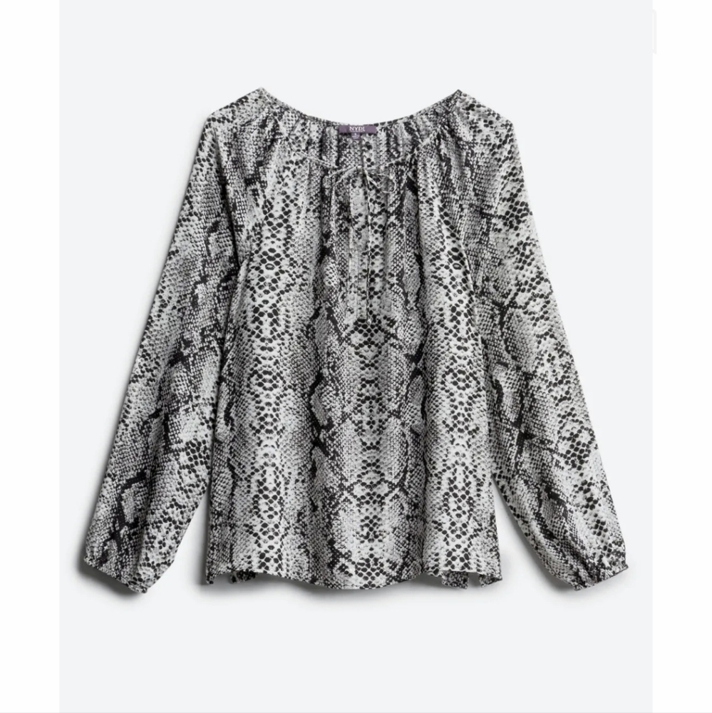 NYDJ, Minera Tie Detail Blouse, Size L